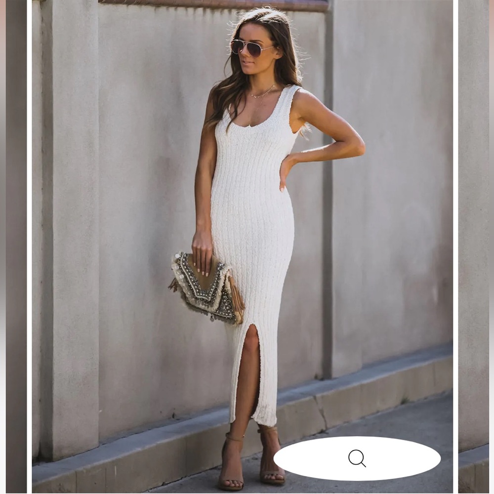 Cotton ribbed dress in oatmeal M